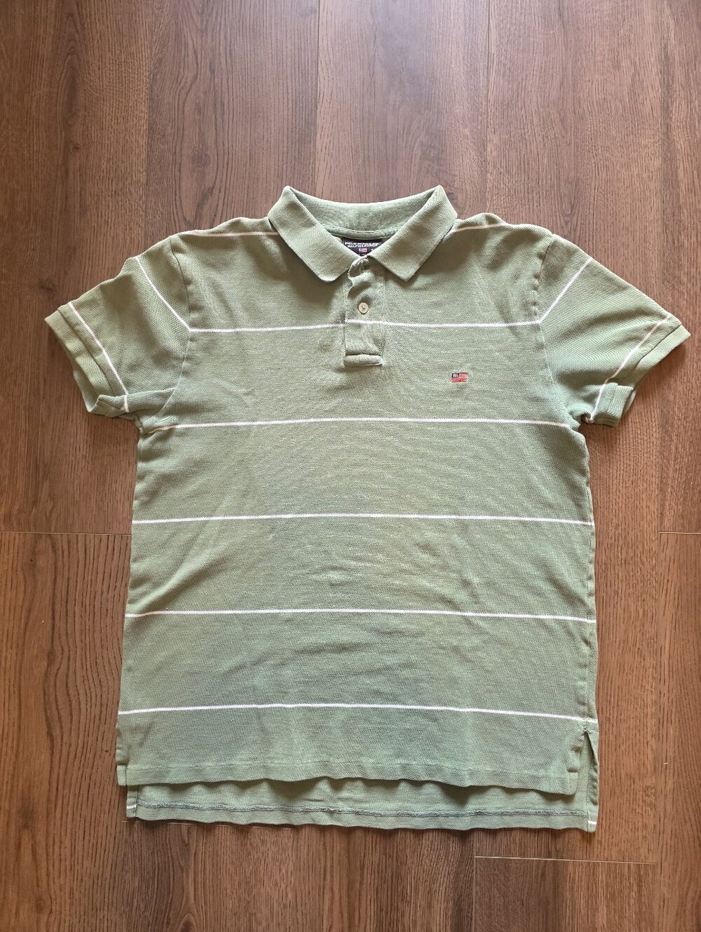 Polo Jeans Co Ralph Lauren - Vintage 90s Striped Polo - M Sage Green